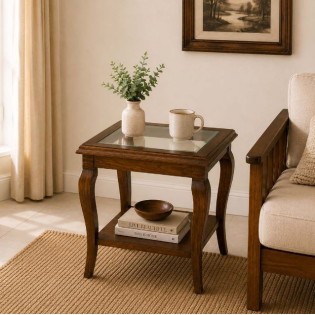 wooden side table in teak wood 