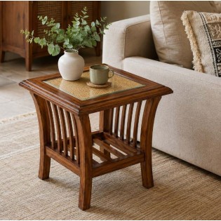 WOODEN COFFEE TABLE IN BROWN TEAK FINISH