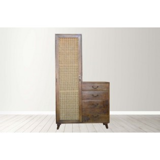 Wooden Wardrobe With Cane Fitting Work