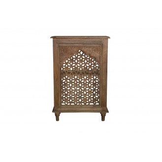 Wooden Bed side / Bookshelf In Brown Natural Finish