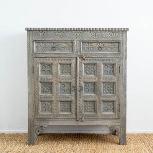 Wooden Cabinet In Grey Distress Colour Finish Wooden Cabinet In Grey Distress Colour Finish