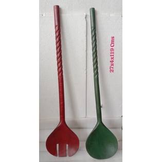 Wooden Big Vegetables Spoon In Colour Distress Finish
