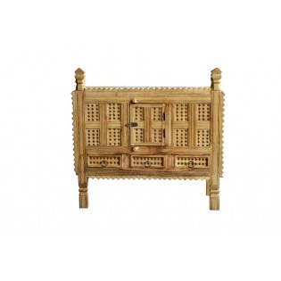 Wooden Cabinet ( Damchiya) In Sand Blast & White Distress Finish