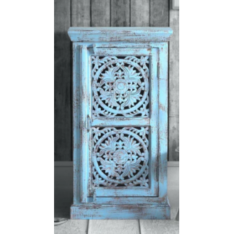 Wooden  Cabinet In Blue Distress Finish 