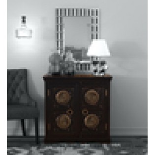 Wooden Cabinet In Dark Brown Finish With brass Work In Door Wooden Cabinet In Dark Brown Finish With brass Work In Door