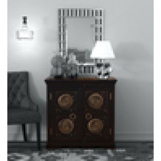 Wooden Cabinet In Dark Brown Finish With brass Work In Door Wooden Cabinet In Dark Brown Finish With brass Work In Door