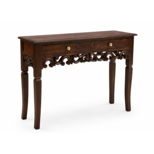 Wooden Console Table In Teak Wood Medium Dark Finish