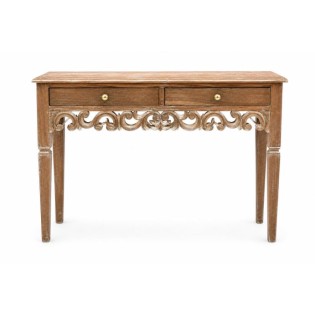 Wooden Console Table In Teak Wood With 2 Drawer