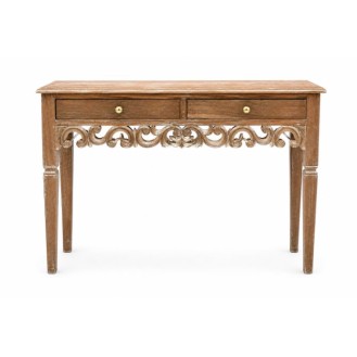 Wooden Console Table In Teak Wood With 2 Drawer